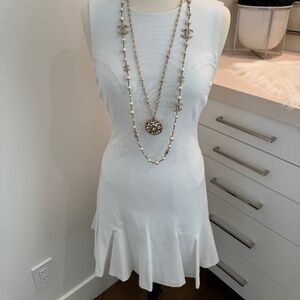 Diane Von Fürstenburg White Dress with Flounced Hem - Size 6